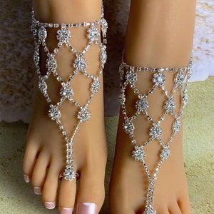 Barefoot Sandals/Rhinestone Bridal Barefoot Sandals/Wedding Barefoot Sandals/Beach Barefoot Sandals/Crystal Barefoot Sandals/Beach Wedding