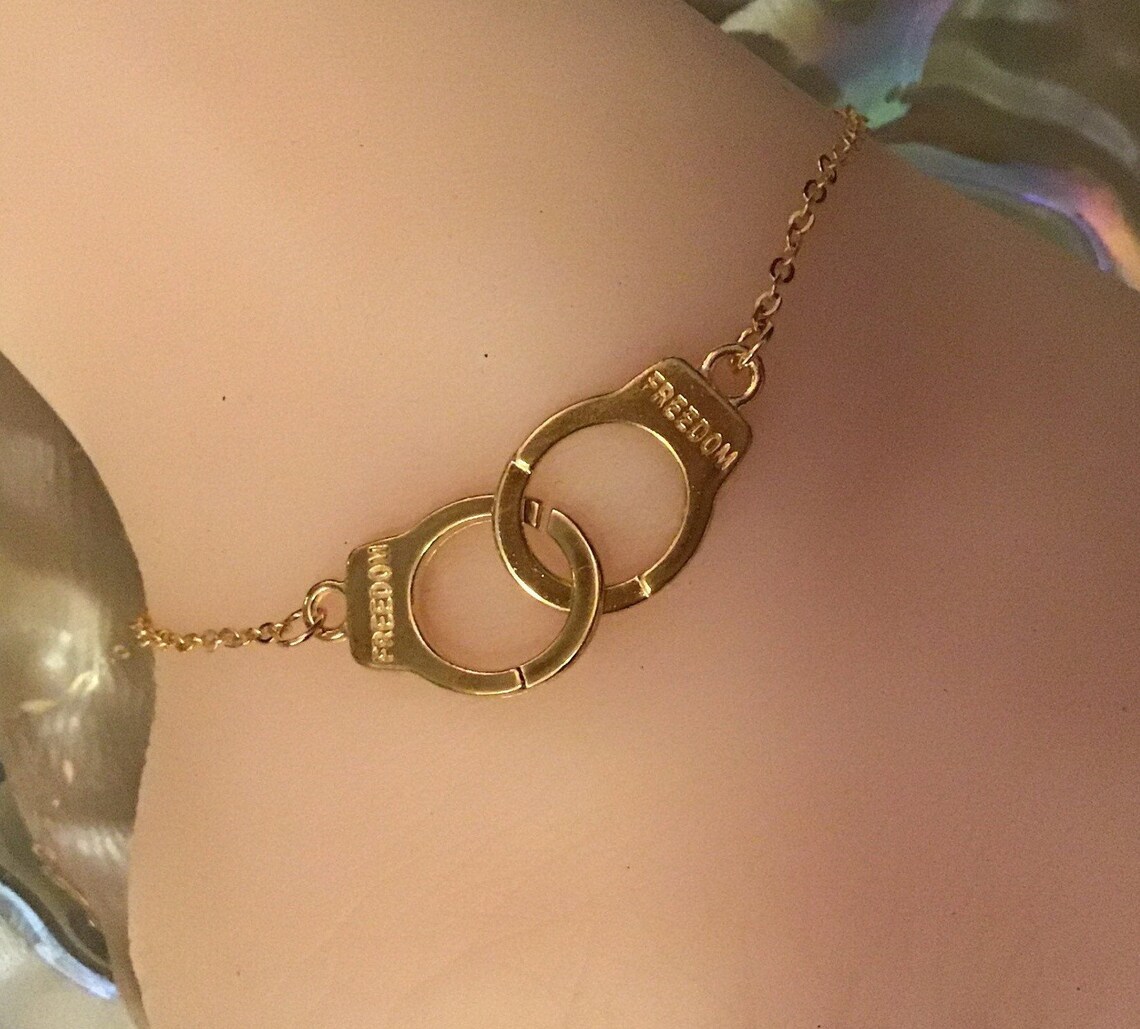 Gold Handcuff Ankle Bracelet Gold Handcuffs Anklet Handcuffs Etsy