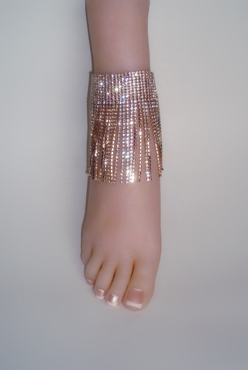 Gold Rhinestone Ankle Bracelet/gold Ankle Cuff/beach Wedding Etsy