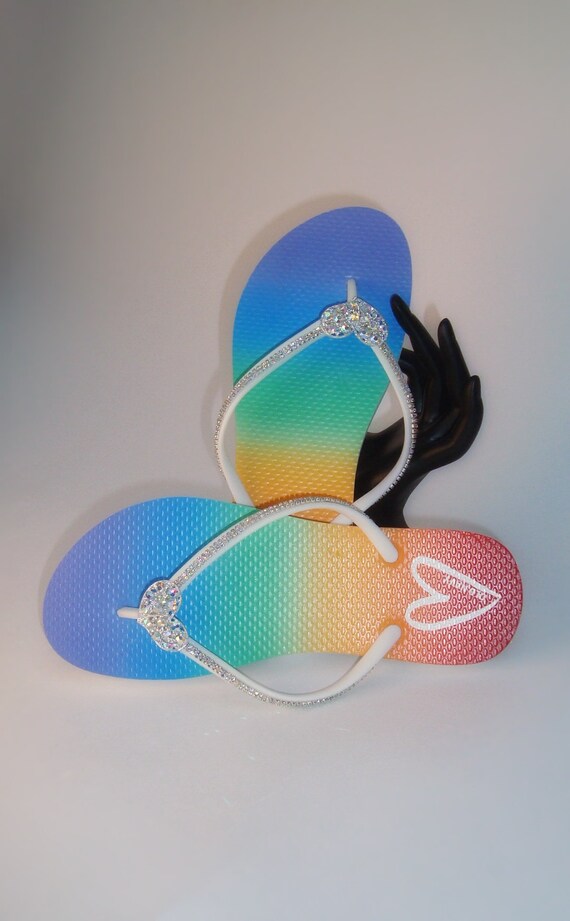 rainbow sandals with rhinestones