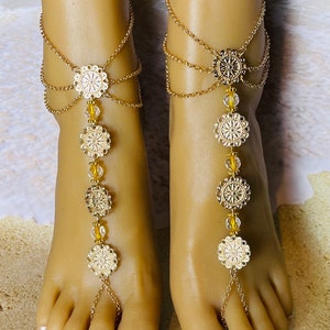 Vintage Gold Coin Barefoot Sandals/Gold Barefoot Sandals/Beach Jewelry/Beach Wedding Barefoot Sandals/Summer Jewelry