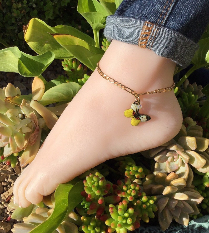 Butterfly Ankle Bracelet Butterfly Foot Jewelry Gold Colorful Butterfly Anklet Butterfly Foot Chain.