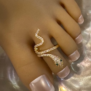 Toe Ring/Snake Toe Ring/Adjustable Toe Ring/Crystal Snake Toe Ring/Gold Snake Toe Ring