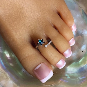 Toe Ring/Adjustable Silver Toe Ring/Adjustable Toe Ring/Sterling Silver Toe Ring/Crystal Toe Ring/Star Toe Ring/Open Toe Ring