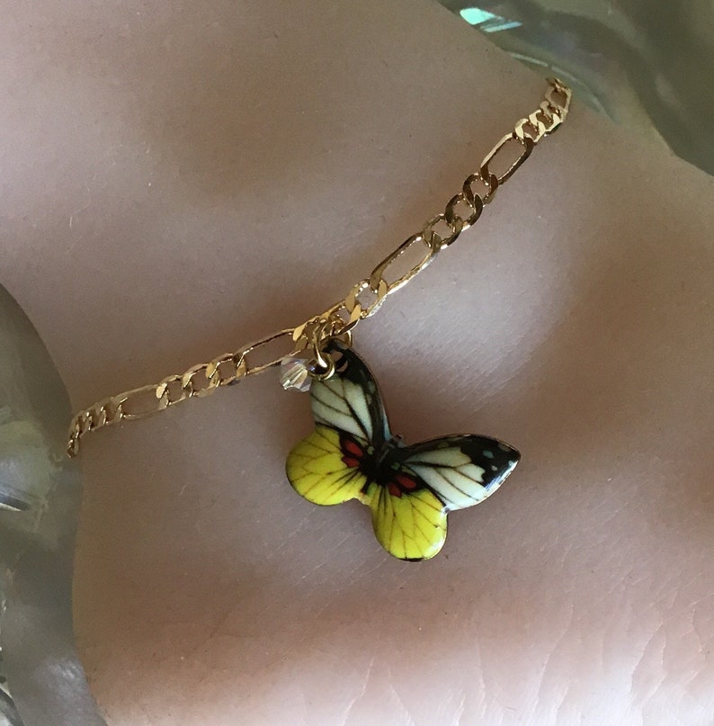 Butterfly Ankle Bracelet Butterfly Foot Jewelry Gold Colorful Butterfly Anklet Butterfly Foot Chain.