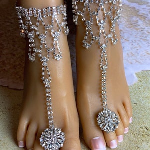 Barefoot Sandals/Beach Wedding/Wedding Jewelry/Beach Barefoot Sandals/Festival Jewelry/Rhinestone Barefoot Sandals