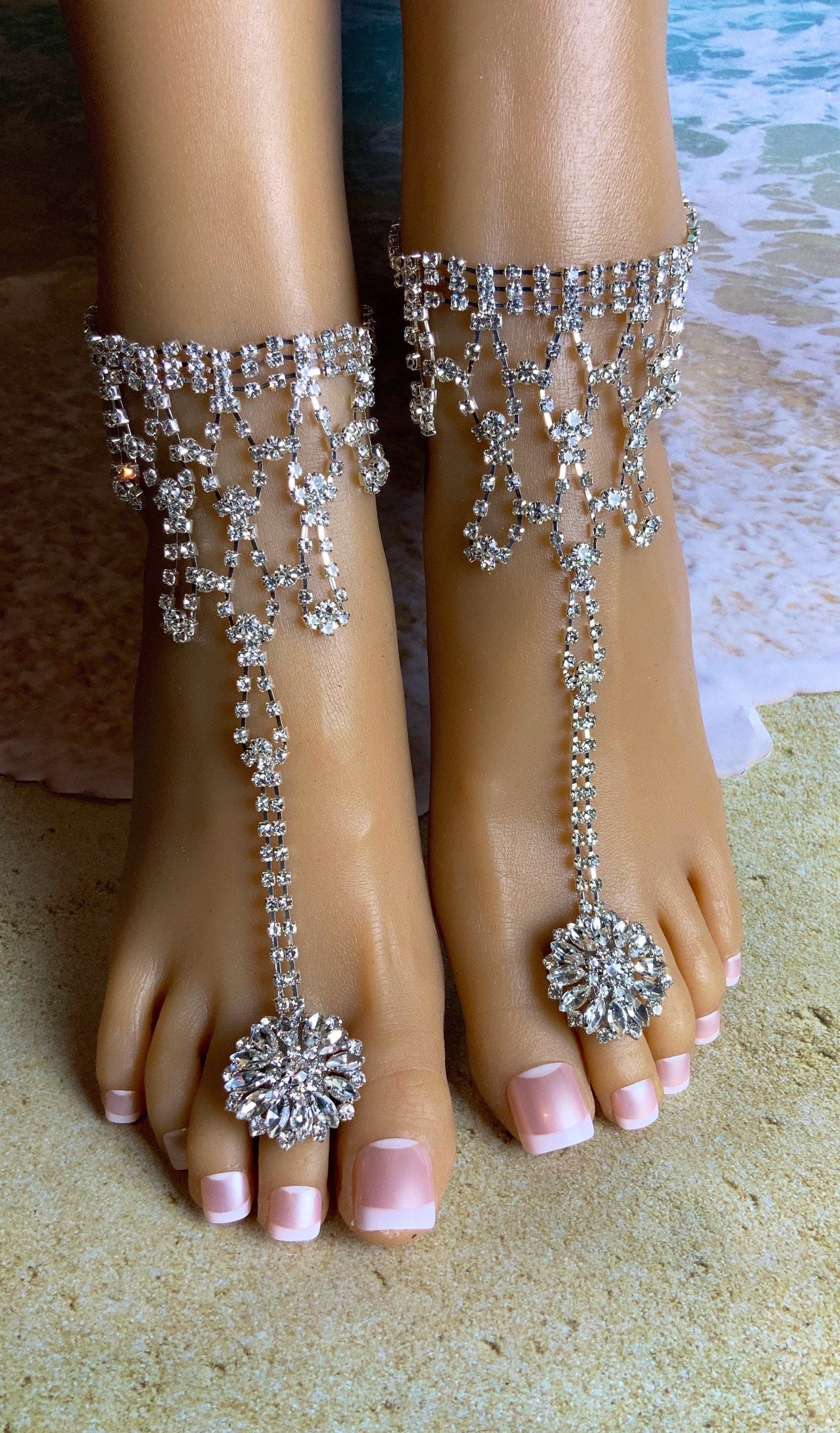 Rhinestone barefoot best sale sandals