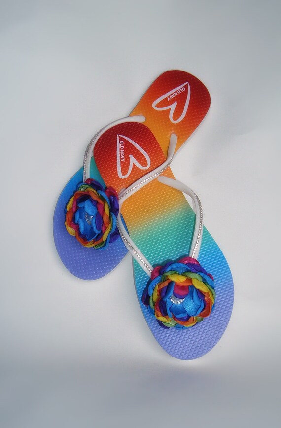 red rhinestone flip flops