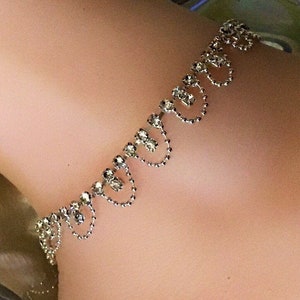 Anklet/Rhinestone Ankle Bracelet/Wedding Ankle Bracelet/Bridesmaid Anklet/Silver Ankle Bracelet/Foot Jewelry
