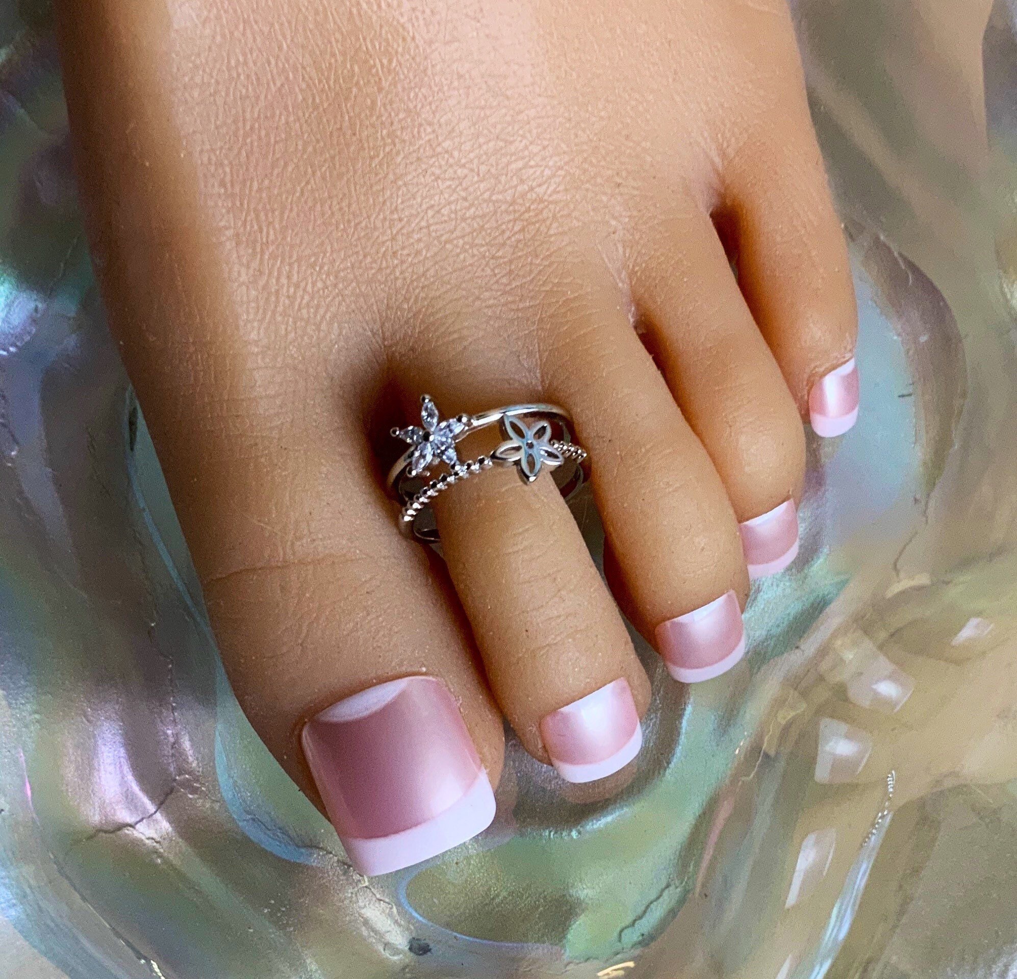 Toe Ring adjustable Silver Toe Ring adjustable Toe Ring crystal