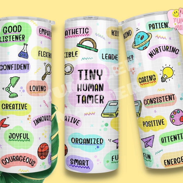 Preschool Teacher Tumbler Wrap, Tiny Human Tamer PNG, Daycare worker Gift,  Mom Tumbler Wrap Sublimation Straight & Tapered Digital Download