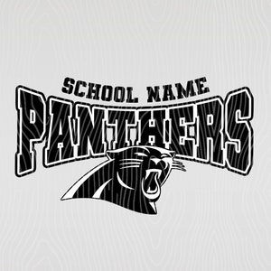 Mascota escolar personalizada de Panthers / Personalizar con nombre y color de la escuela png, eps, jpg, svg, pdf imagen 1