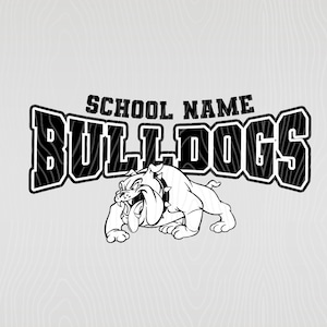 Mascotte d&#39;école personnalisée bouledogues | Personnalisez-le avec le nom et la couleur de l&#39;école - png, eps, jpg, svg, pdf