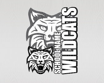 Wildcats School Spirit Mascot / Personaliza con el nombre de la escuela - png, eps, jpg, svg, pdf