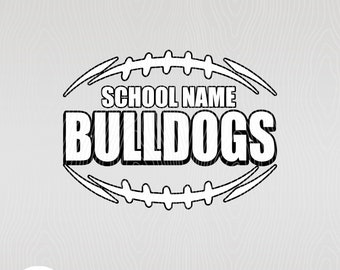 Bulldogs Nombre de la escuela Espíritu del equipo de fútbol / Personaliza con el nombre de la escuela - eps, svg, jpg, png, pdf