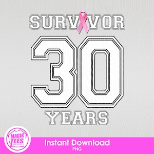 30 jaar overlevende van borstkanker - png | Pink Ribbon Kanker Survivor Awareness | Roze Lint PNG | Kankeroverlevende PNG | Borstkanker PNG