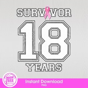 18 jaar overlevende van borstkanker - png | Pink Ribbon Kanker Survivor Awareness | Roze Lint PNG | Kankeroverlevende PNG | Borstkanker PNG
