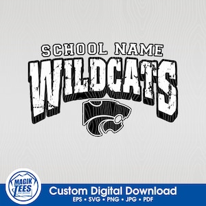 Wildcats School Spirit Mascot | Personalize With School Name - png, eps, jpg, svg, pdf