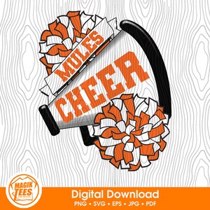Pantoletten Cheer School Spirit Digital Download Orange | Cheerleader Pride Logo | Megaphon Pom Pom | PNG, SVG, JPEG, eps, pdf