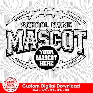 Mascotte del calcio / Personalizza con la mascotte della scuola / Download digitale dello spirito scolastico / PNG, SVG, JPEG, eps, pdf