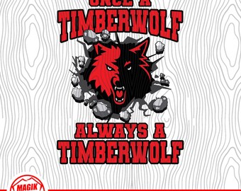 Una vez lobo de madera, siempre lobo de madera Rojo / Espíritu escolar Descarga digital / Logotipo de mascota / PNG, SVG, JPEG, pdf, eps