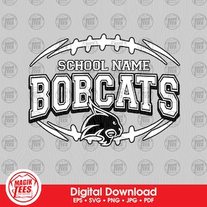 Mascote do espírito da escola de futebol dos Bobcats | Personalize com o nome da escola - png, eps, jpg, svg, pdf
