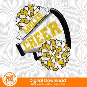 Pantoletten jubeln Schule Geist digitaler Download goldenen gelben | Cheerleader Pride Logo | Megaphon Pom Pom | PNG, SVG, JPEG, eps, pdf