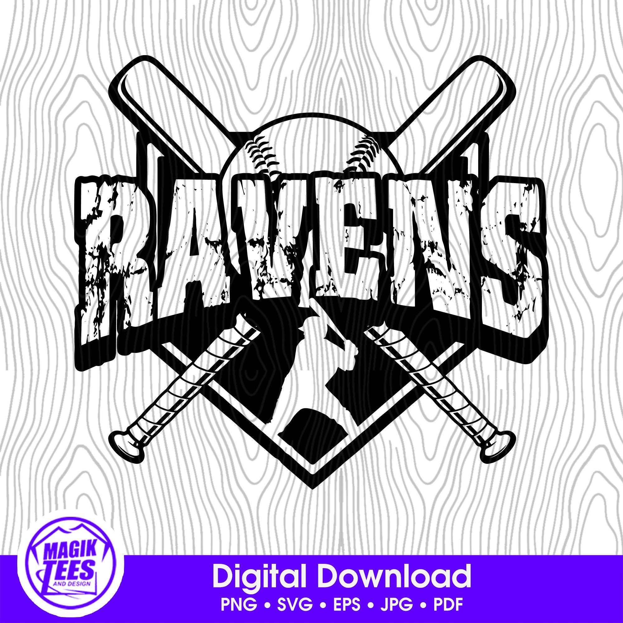 Ravens Baseball | Baseball Team Mascot | Matching Baseball Team Wear | School Spirit | Digital Download | PNG, SVG, JPEG, pdf, eps