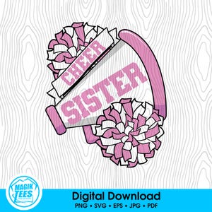 Cheer Sister Pink | Proud Cheer Sister | Cheer Sis | Cheerleading Competition Gift | Digital Download | PNG, SVG, JPEG, pdf, eps