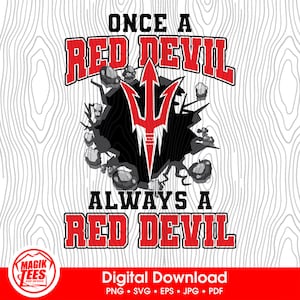 Una vez Diablo Rojo, siempre Diablo Rojo. Descarga digital de School Spirit. Logotipo de Mascot Pride. PNG, SVG, JPEG, EPS, PDF.