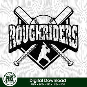 Roughriders Baseball | Baseball Team Mascot | Matching Baseball Team Wear | School Spirit | Digital Download | PNG, SVG, JPEG, pdf, eps