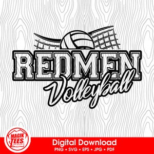 Redmen Volleyball School Spirit Digital Download | Volleyball Team Pride Logo | PNG, SVG, JPEG, eps, pdf