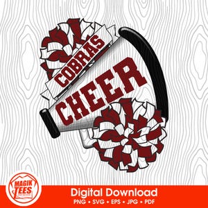 Cobra's Cheer School Spirit digitale download kastanjebruin | Cheerleader Pride-logo | Megafoon pompon | PNG, SVG, EPS, pdf, jpeg