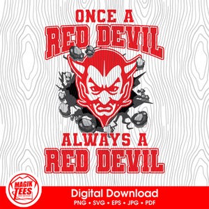 Una vez Diablo Rojo, siempre Diablo Rojo / Espíritu Escolar Descarga Digital Rojo / Logotipo Mascota Orgullo / PNG, SVG, JPEG, eps, pdf