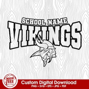Mascotte dei Vikings School Spirit Download digitale personalizzato / Personalizza con il nome della scuola / PNG, SVG, JPEG, eps, pdf