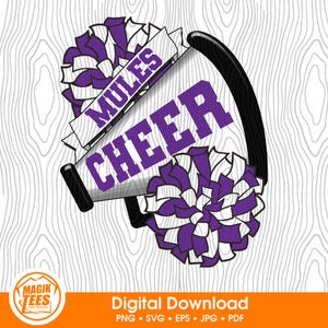 Pantoletten Cheer School Spirit Digital Download Lila | Cheerleader Pride Logo | Megaphon Pom Pom | PNG, SVG, JPEG, eps, pdf