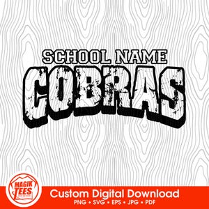 Cobra's School Spirit-mascotte | Personaliseer met schoolnaam | Digitale download | PNG, SVG, JPG, pdf, eps
