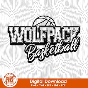 Download digital do Wolfpack Basketball School Spirit | Logotipo do time de basquete Pride | PNG, SVG, JPEG, PDF, EPS