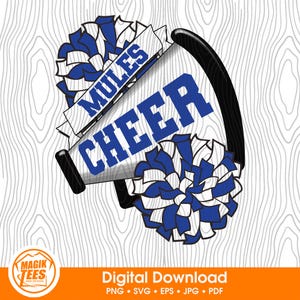 Pantoletten jubeln Schulgeist digitaler Download blau | Cheerleader Pride Logo | Megaphon Pom Pom | PNG, SVG, JPEG, eps, pdf