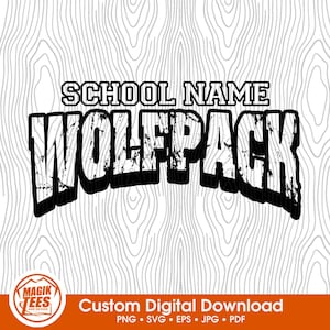 Mascota del espíritu escolar Wolfpack / Personalízala con el nombre de la escuela / Descarga digital / PNG, SVG, JPG, PDF, EPS