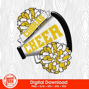 Cobra's Cheer School Spirit digitale download goudgeel | Cheerleader Pride-logo | Megafoon pompon | PNG, SVG, EPS, pdf, jpeg