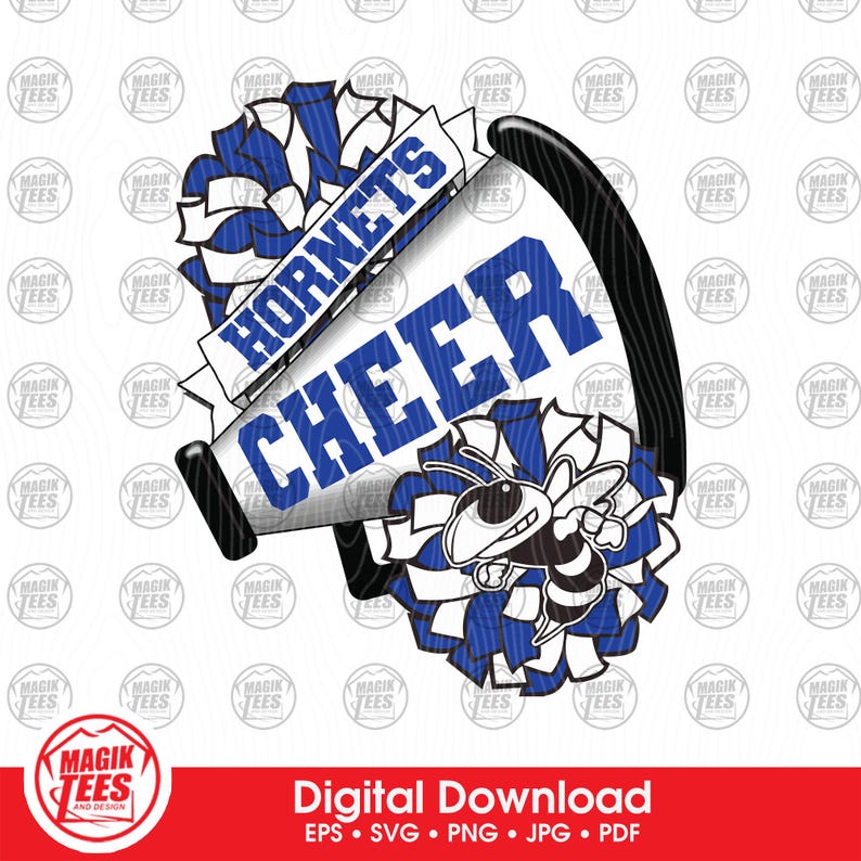 Cheer School Spirit Digital Download Blue Cheerleader Pride