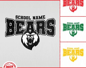 Bears Custom School Mascot | Personalize With School Name And Color png, eps, jpg, svg, pdf