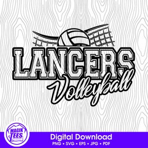 Lancers Volleyball School Spirit Digital Download | Volleyball Team Pride Logo | PNG, SVG, JPEG, eps, pdf