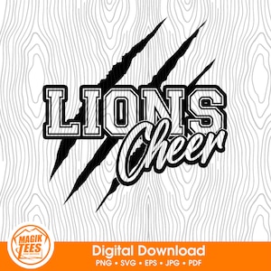 Descarga digital del logotipo de la escuela de porristas Lions / Orgullo de porristas / PNG, SVG, JPEG, eps, PDF