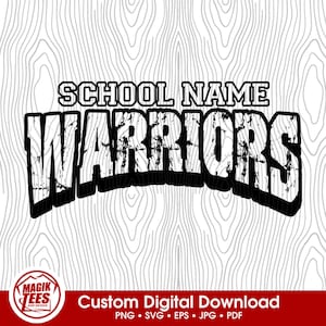 Mascota del espíritu escolar de los Warriors / Personalizar con el nombre de la escuela / Descarga digital / PNG, SVG, JPEG, EPS, PDF