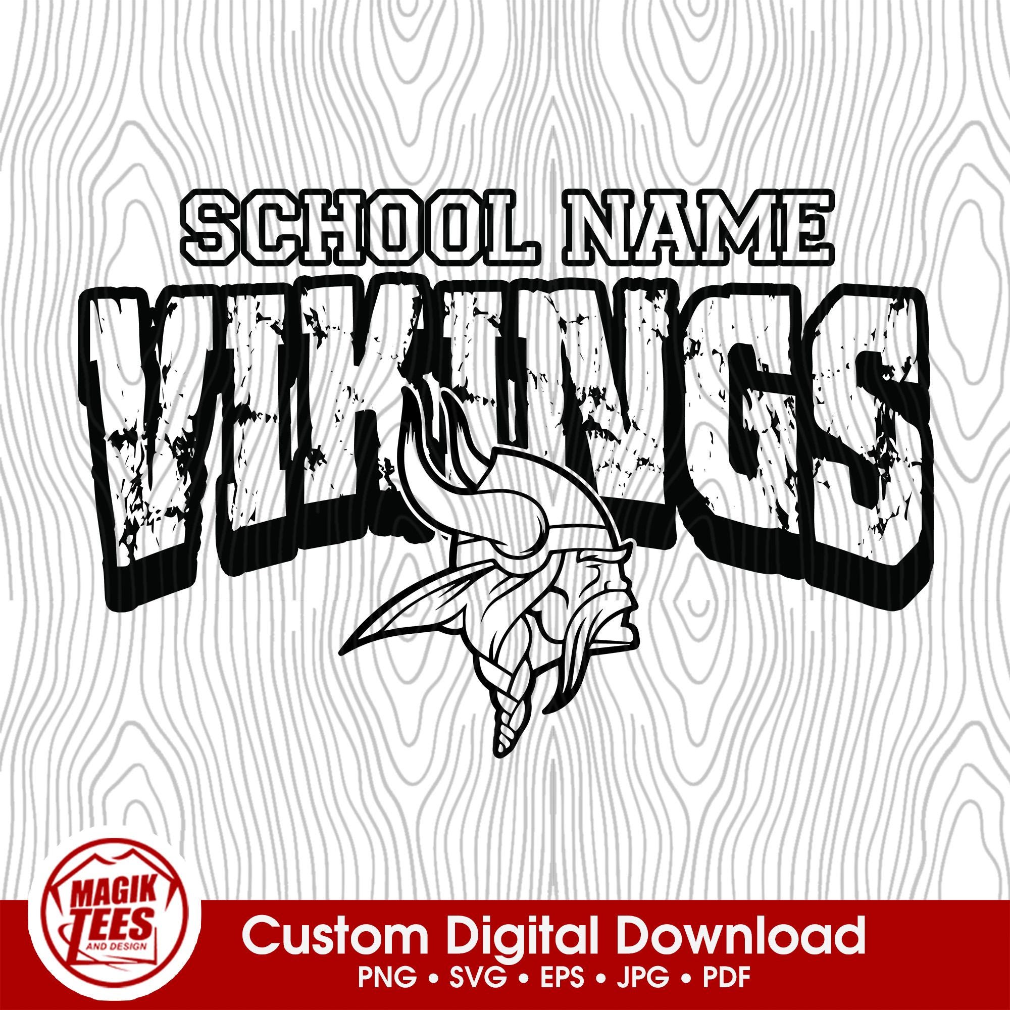 Vikings Mascot School Spirit Custom Digital Download | Personalize With School Name | PNG, SVG, JPEG, eps, pdf