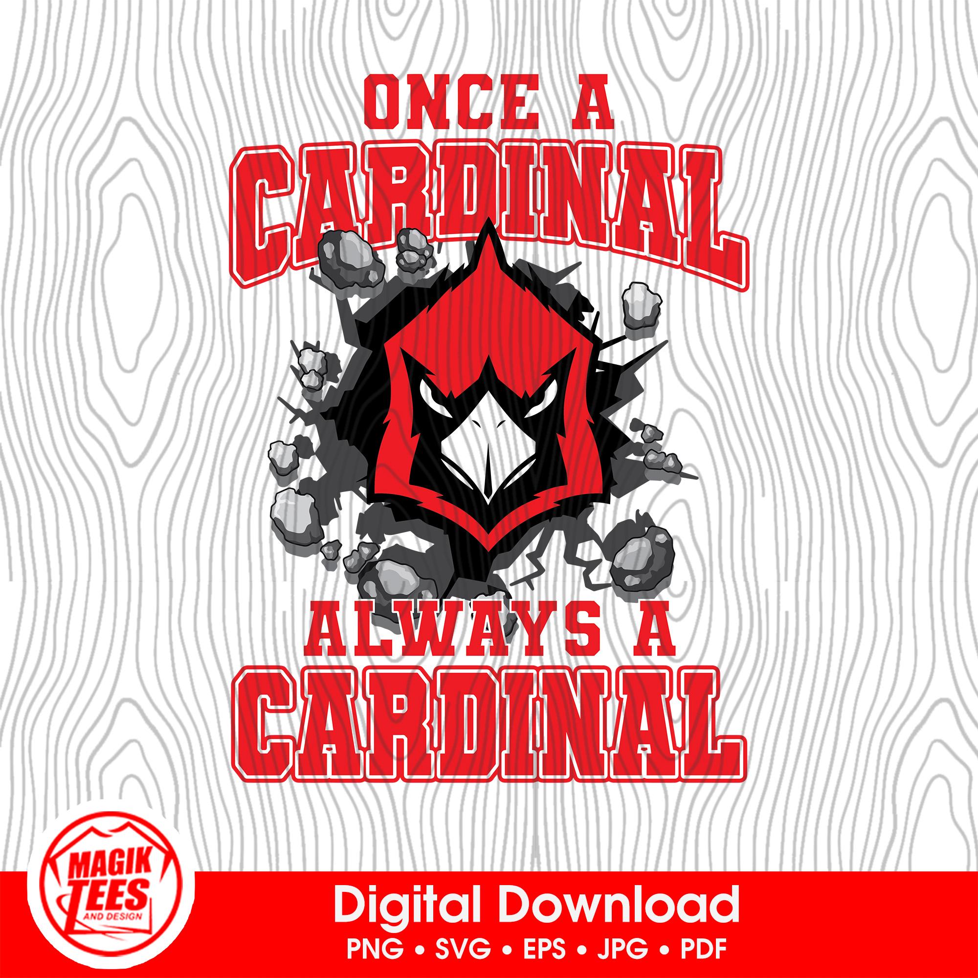Una vez Cardinal, siempre Cardinal – Logotipo de orgullo del mascota escolar | Descarga digital roja | PNG SVG JPG EPS PDF
