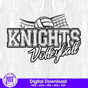 Knights Volleyball School Spirit Digital Download | Volleyball Team Pride Logo | PNG, SVG, JPEG, eps, pdf