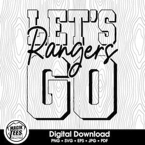 ¡Vamos Rangers! / Espíritu escolar / Descarga digital / Orgullo de mascota escolar / Fanático de los deportes de equipo / PNG, SVG, JPEG, eps, pdf